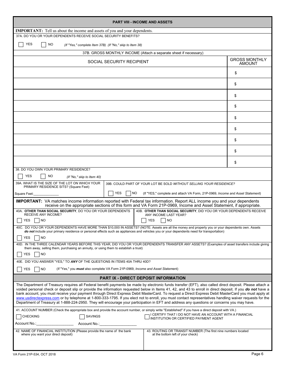 Va Form 21p 534 Fill Out Sign Online And Download Fillable Pdf Templateroller 5948