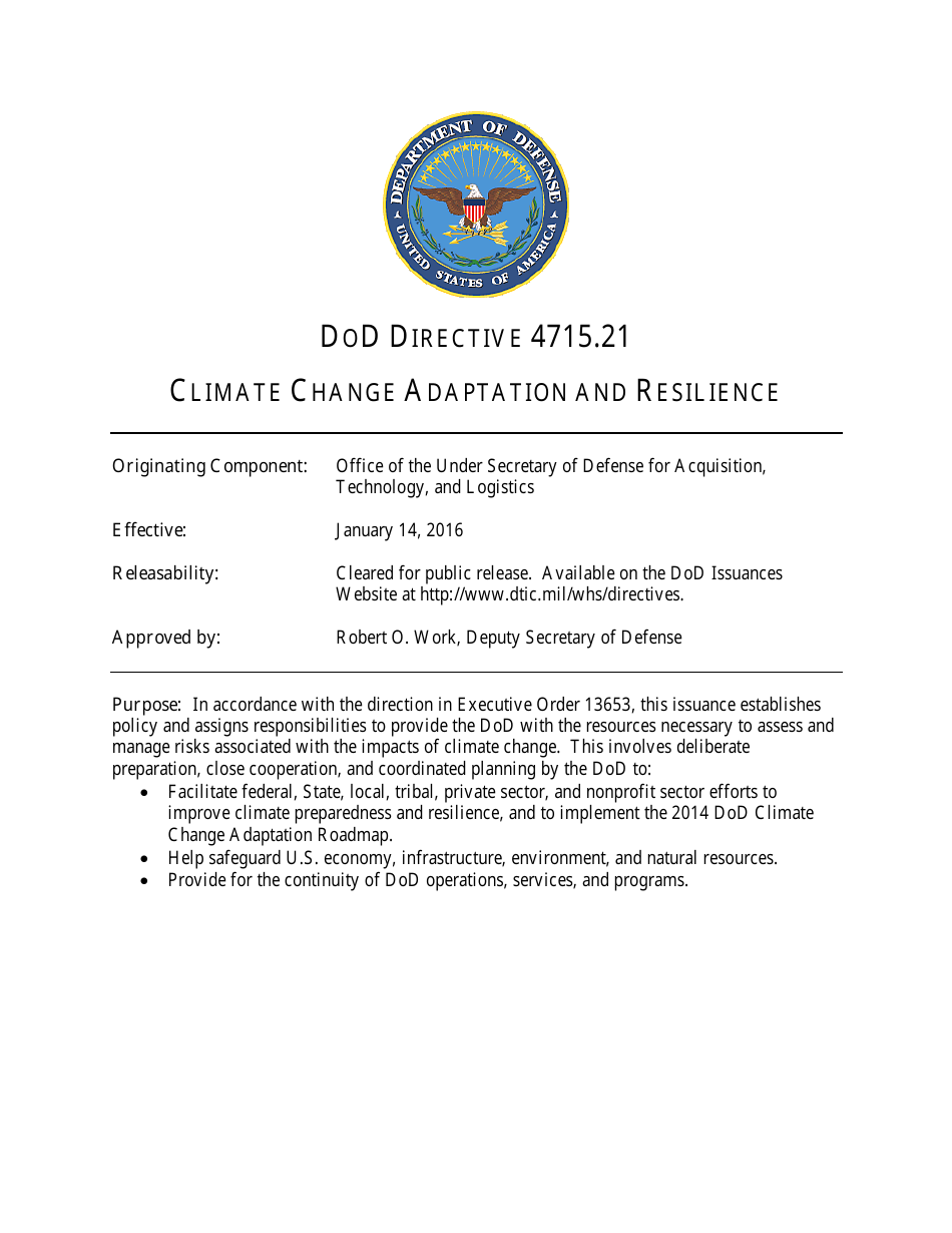 DoD Directive 4715.21 Climate Change Adaptation and Resilience Fill