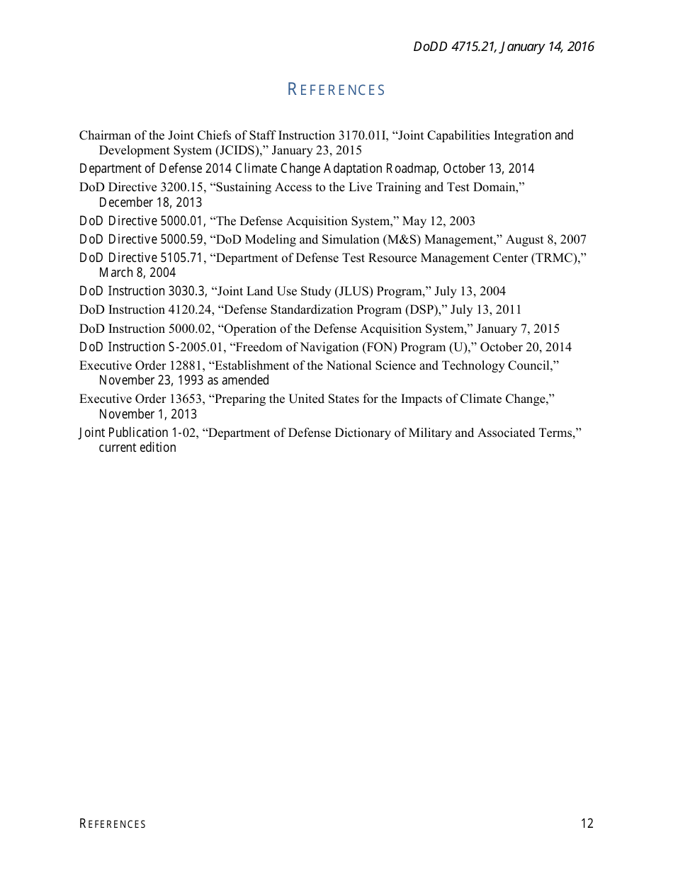 DoD Directive 4715.21 - Climate Change Adaptation and Resilience, Page 12