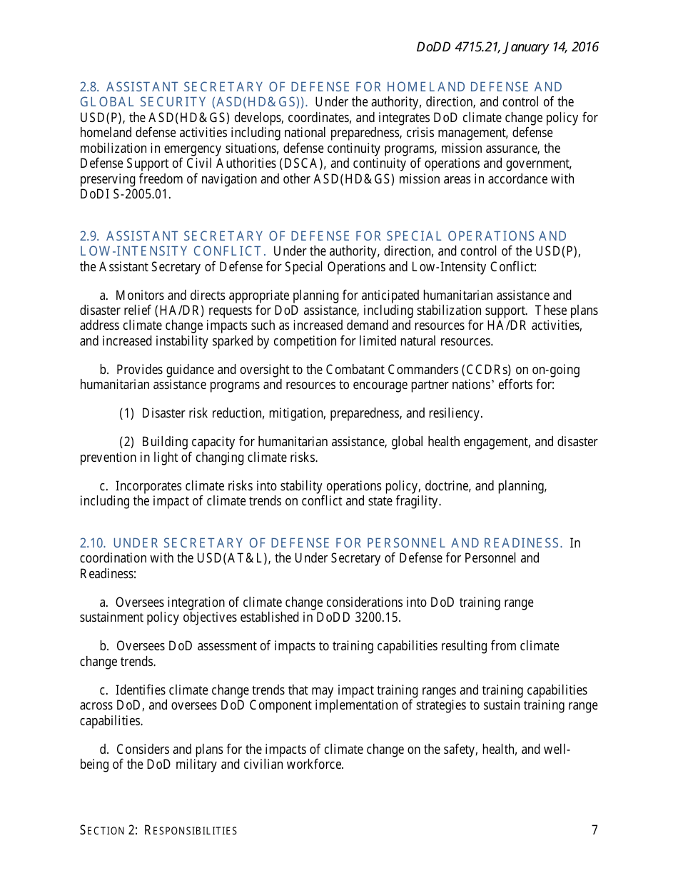 DoD Directive 4715.21 - Climate Change Adaptation and Resilience, Page 7