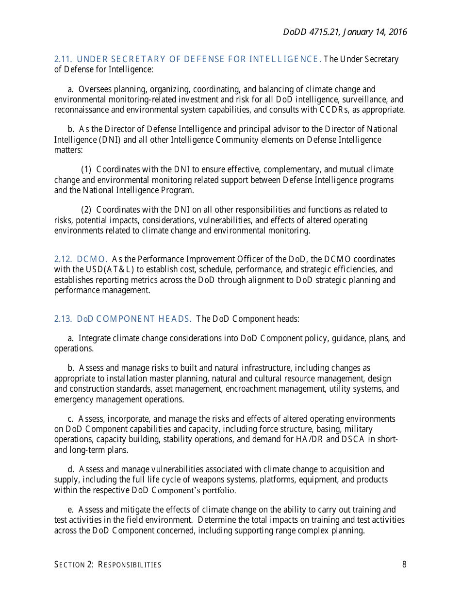 DoD Directive 4715.21 - Climate Change Adaptation and Resilience, Page 8