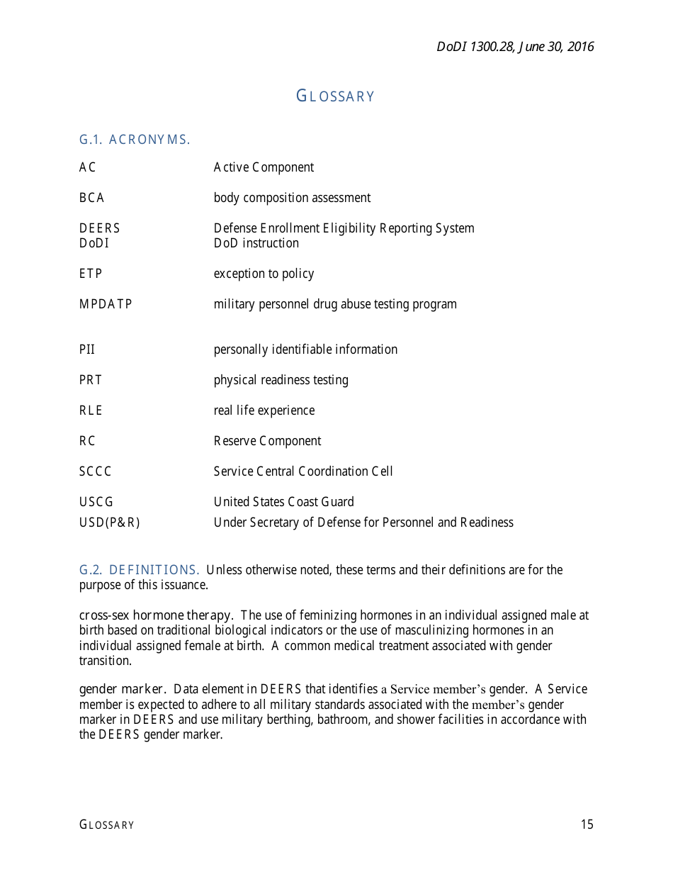 DoD Instruction 1300.28 - In-Service Transition for Transgender Service Members, Page 15
