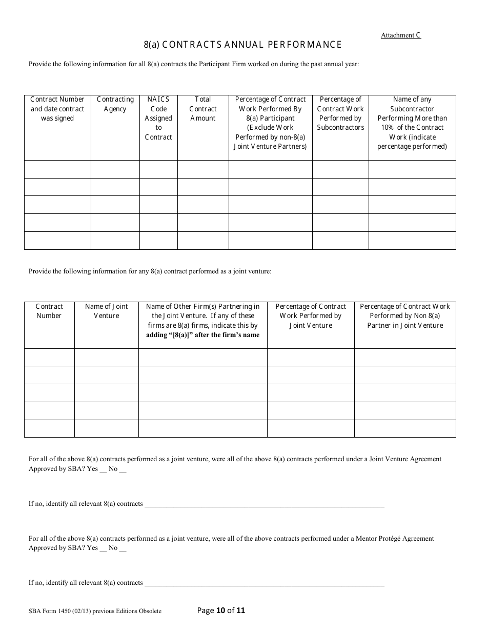 SBA Form 1450 8(A) Annual Update, Page 10