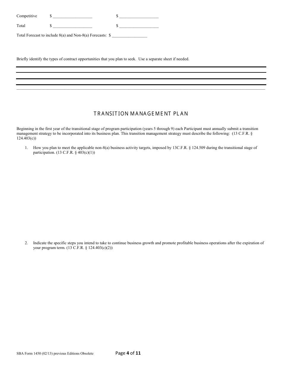 SBA Form 1450 8(A) Annual Update, Page 4