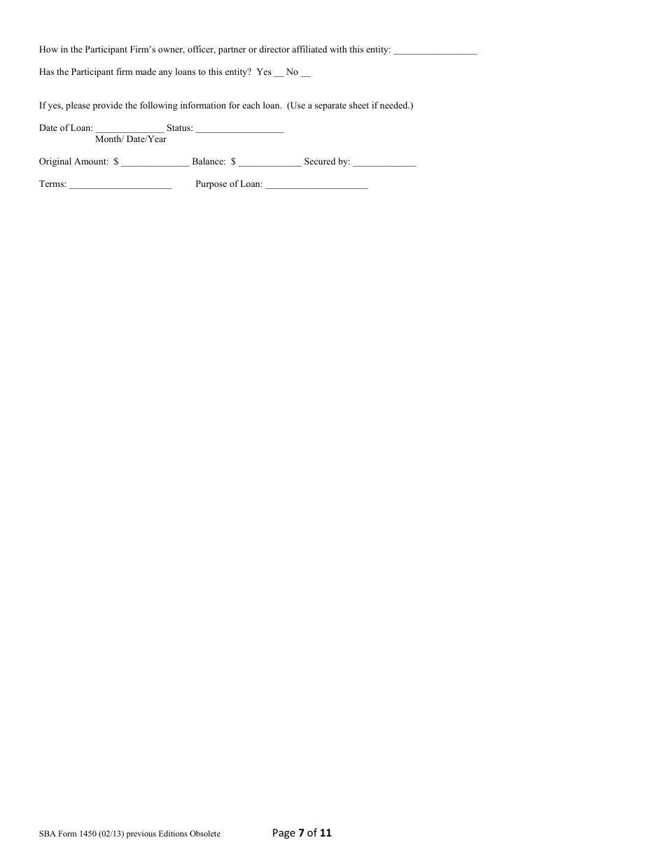 SBA Form 1450 8(A) Annual Update, Page 7