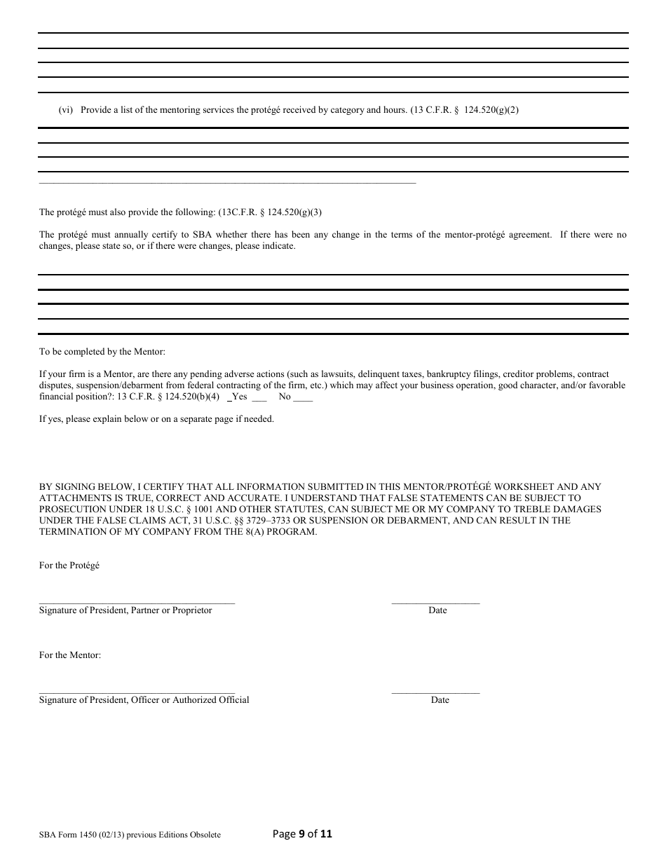 SBA Form 1450 8(A) Annual Update, Page 9