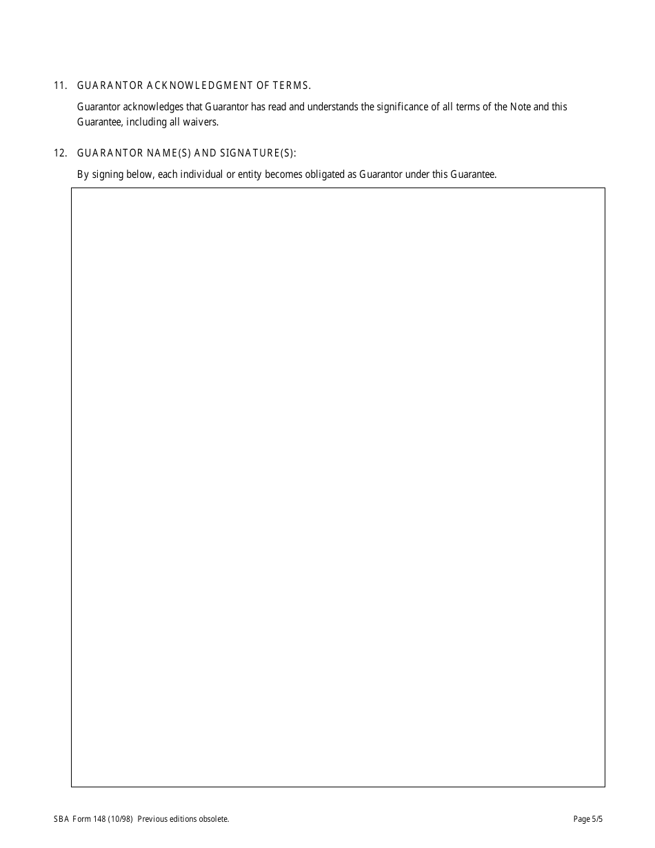SBA Form 148 Unconditional Guarantee, Page 5