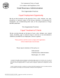 SBA Form 722 Equal Employment Opportunity Statement