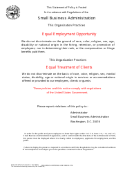 Document preview: SBA Form 722 Equal Employment Opportunity Statement