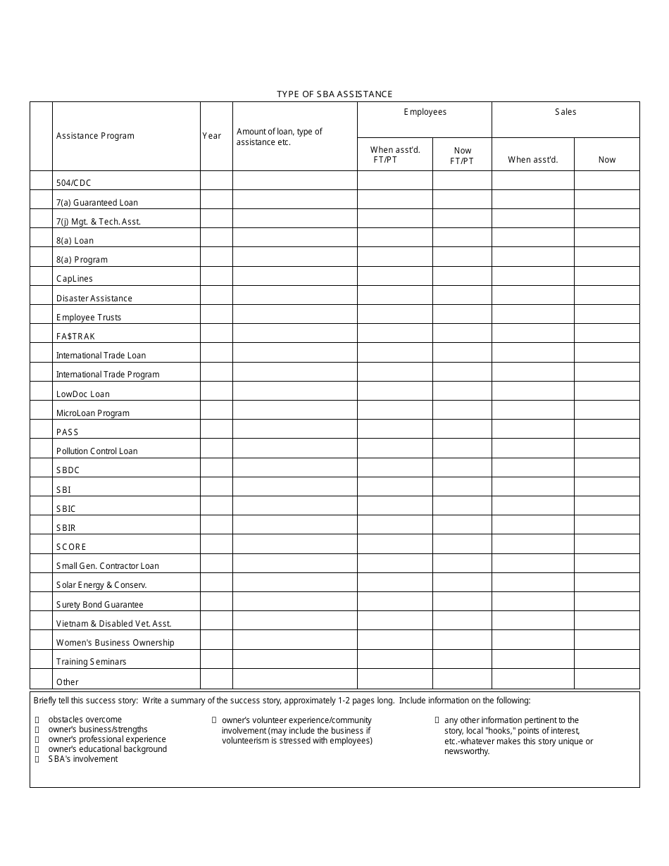SBA Form 1926 SBA Success Story Form, Page 3