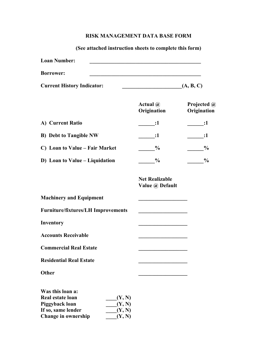 Risk Management Data Base Form - Fill Out, Sign Online and Download PDF ...