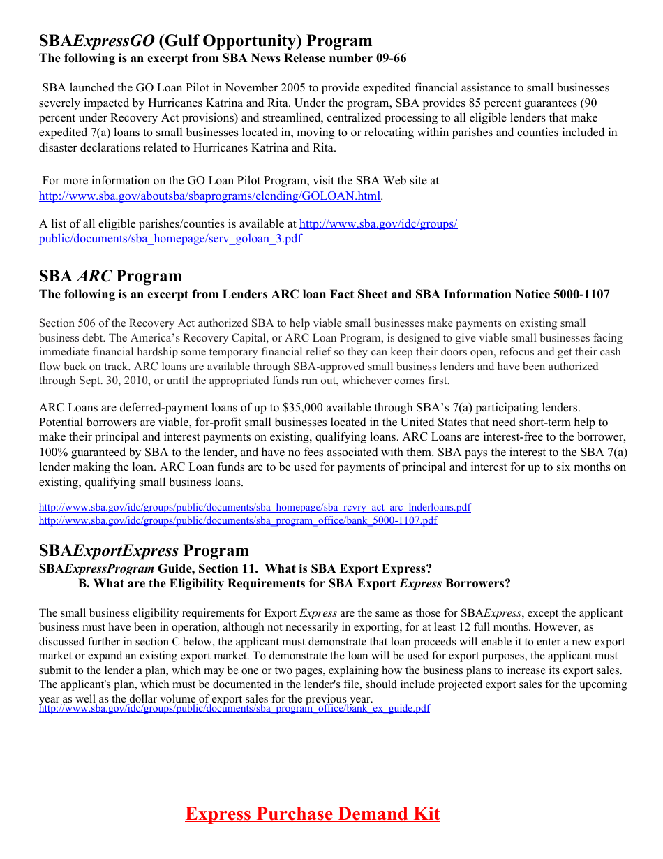 10 Tab Express Purchase Demand Kit With ARC Loan Provisions, Page 11