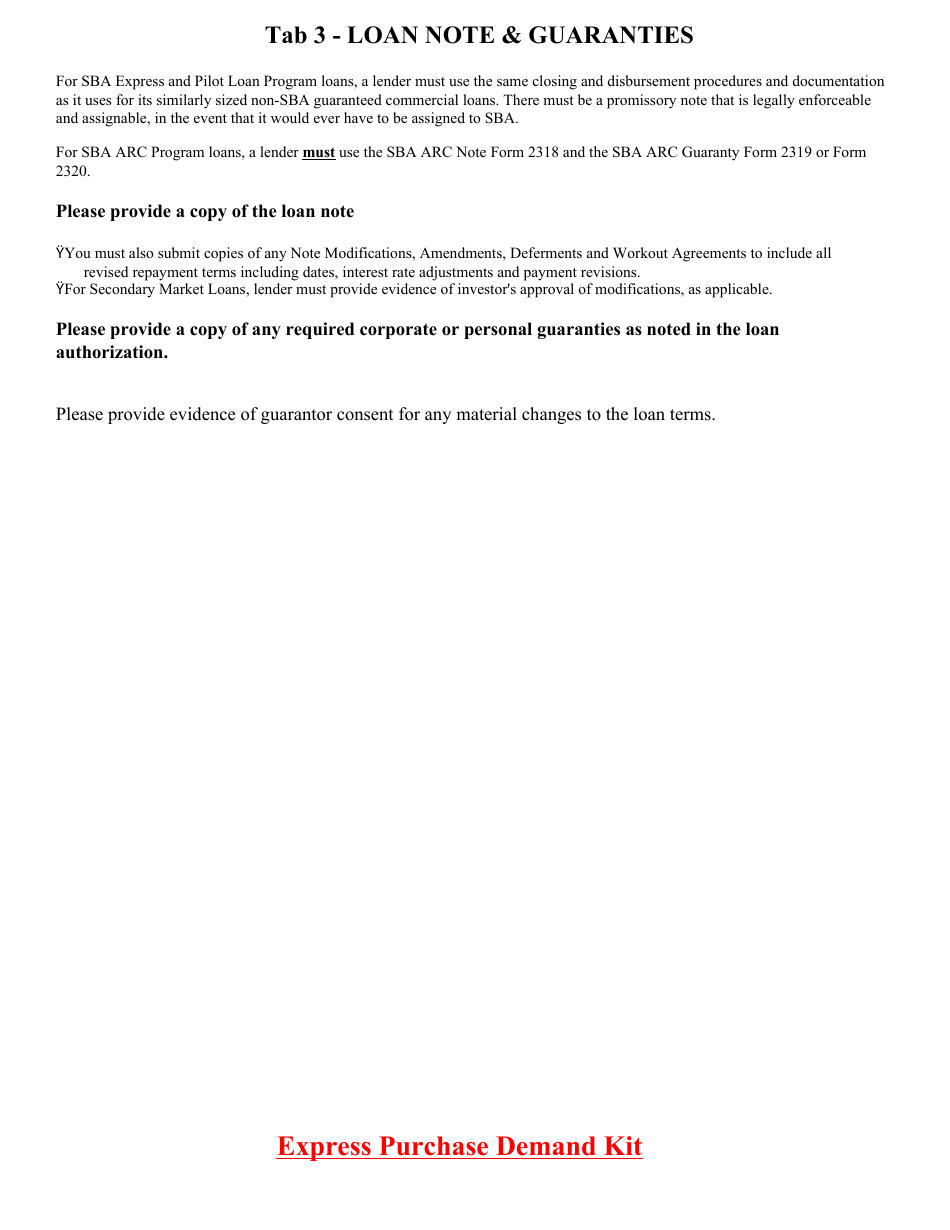 10 Tab Express Purchase Demand Kit With ARC Loan Provisions, Page 7