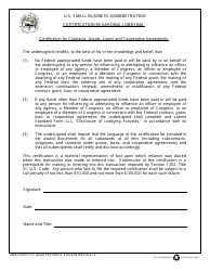 SBA Form 1711 Certification Regarding Lobbying