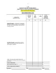 SBA Form A-9 Budget Detail Worksheet for Twelve Month Budget Period (Non-construction Programs), Page 2