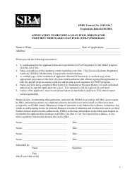 Document preview: SBA Form 2404 Application to Become a Loan Pool Originator for First Mortgage Loan Pool (FMLP) Program