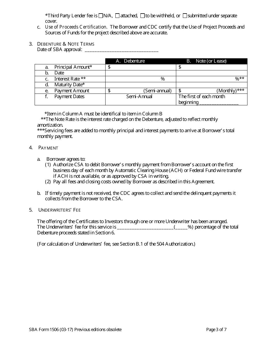 SBA Form 1506 Servicing Agent Agreement, Page 3