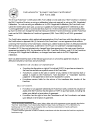 SBA Form 2464 Annual Franchisor Certification