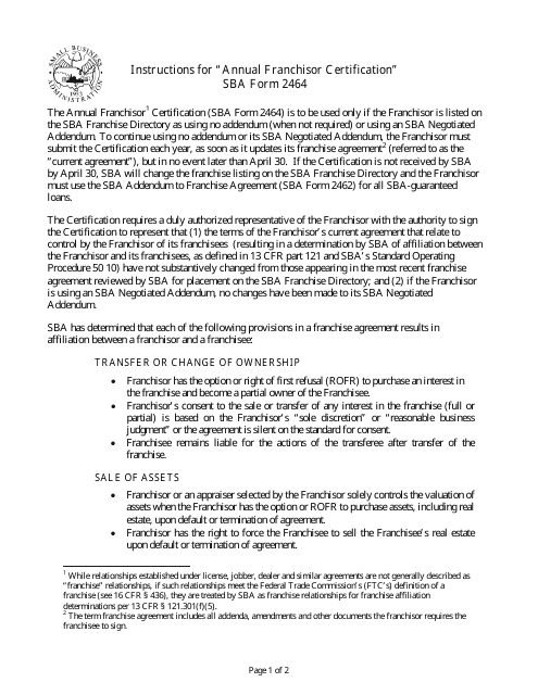 SBA Form 2464 Fill Out Sign Online And Download Fillable PDF