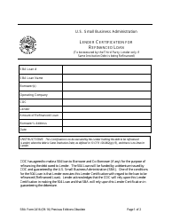 SBA Form 2416 Lender Certification for Refinanced Loan