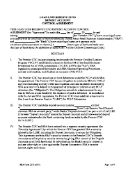 Document preview: SBA Form 2230 Deposit Fund Control Agreement - Loan Loss Reserve Fund