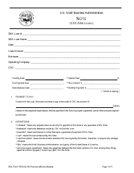 SBA Form 1505 Note (CDC/504 Loans)