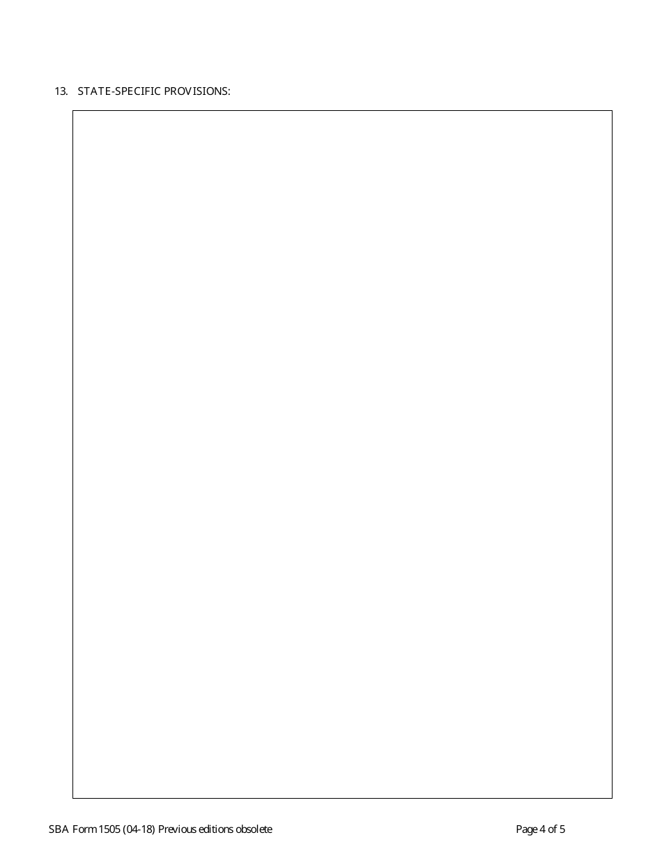 SBA Form 1505 Note (CDC / 504 Loans), Page 4