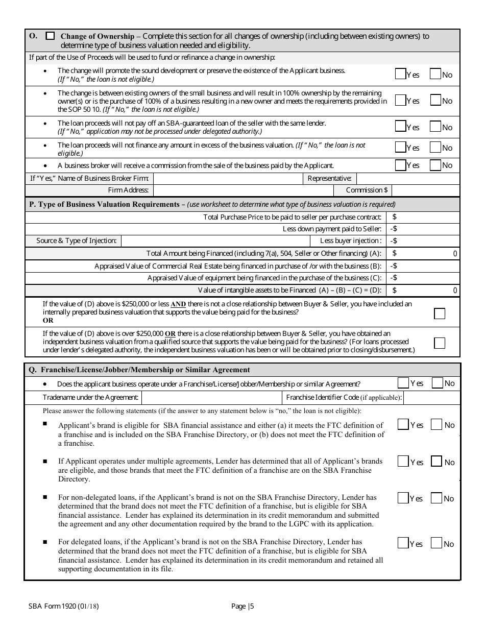 Sba Form Fill Out Sign Online And Download Fillable Pdf