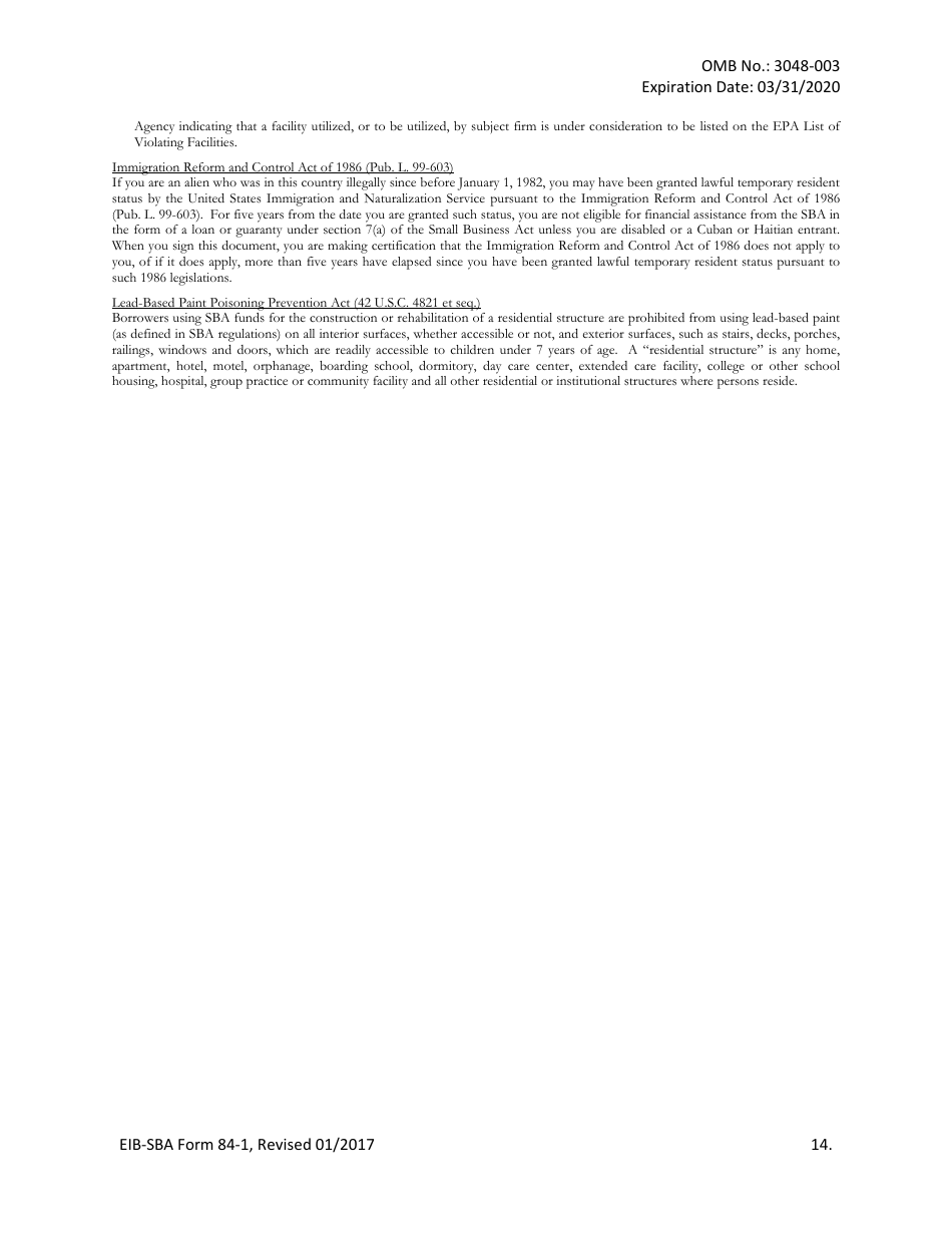 SBA Form 84-1 Joint Application for Export Working Capital Guarantee, Page 14