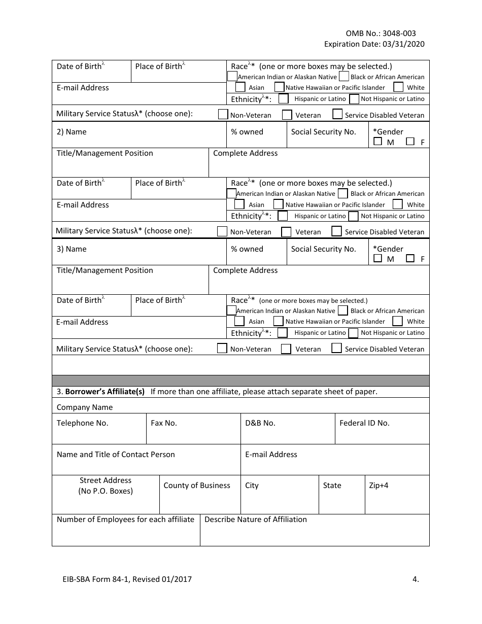 SBA Form 84-1 Joint Application for Export Working Capital Guarantee, Page 4