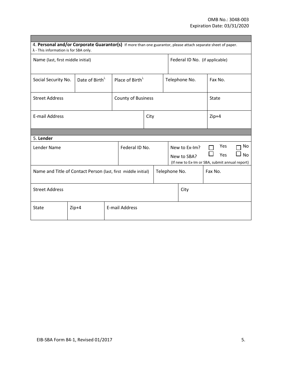 SBA Form 84-1 Joint Application for Export Working Capital Guarantee, Page 5