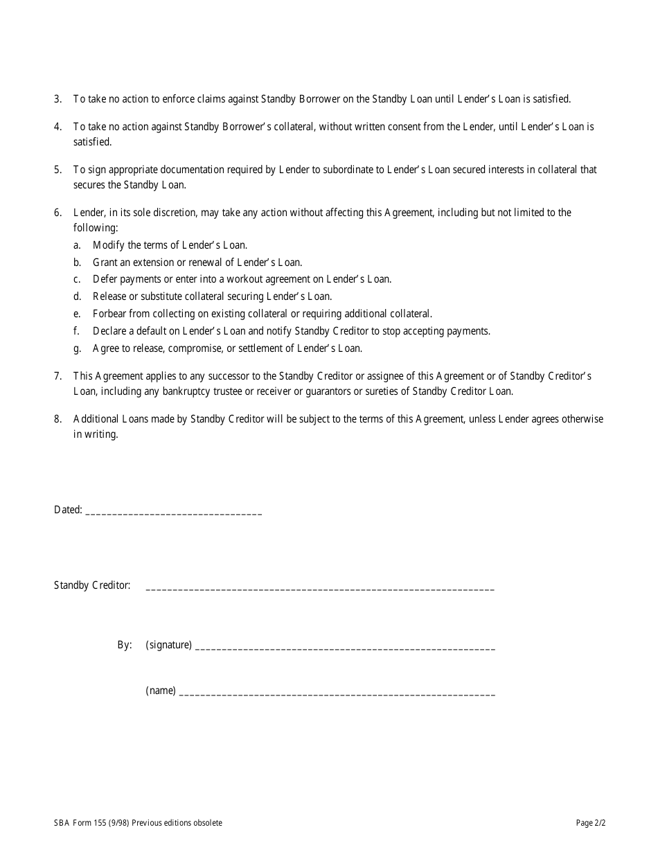 SBA Form 155 - Fill Out, Sign Online and Download Fillable PDF ...