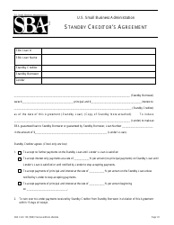 SBA Form 155 &quot;Standby Creditor's Agreement&quot;