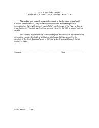 Document preview: SBA Form 2137 Consent for Disclosure of Information - Small Business Week