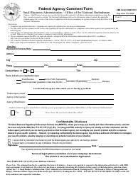 SBA Form 1993 Federal Agency Comment Form