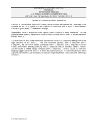 SBA Form 2209 Opinion of Counsel for NMVC Debenture - New Markets Venture Capital Program