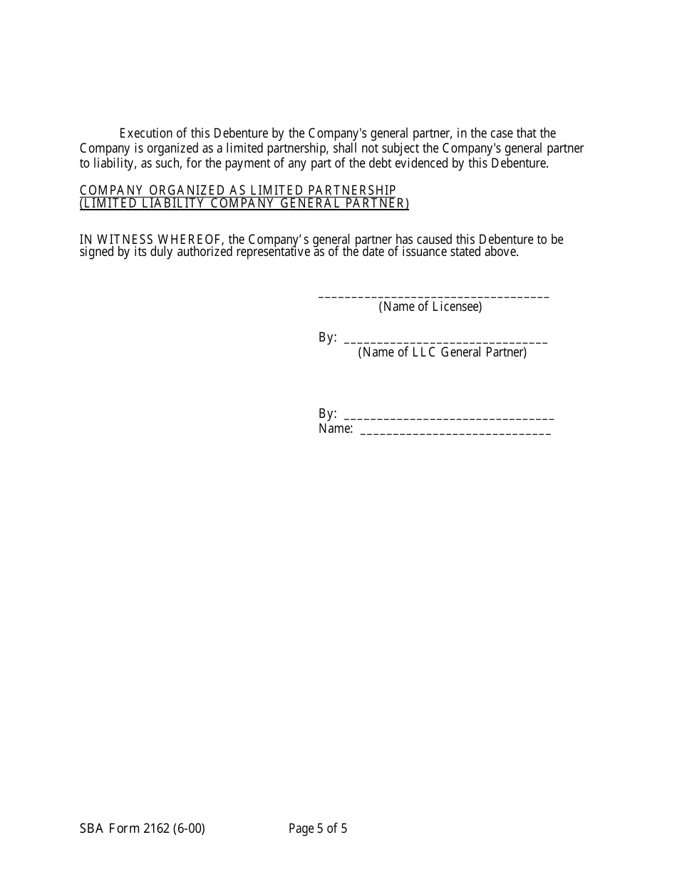 SBA Form 2162 Lmi Debenture (Ten-Year Debenture), Page 10
