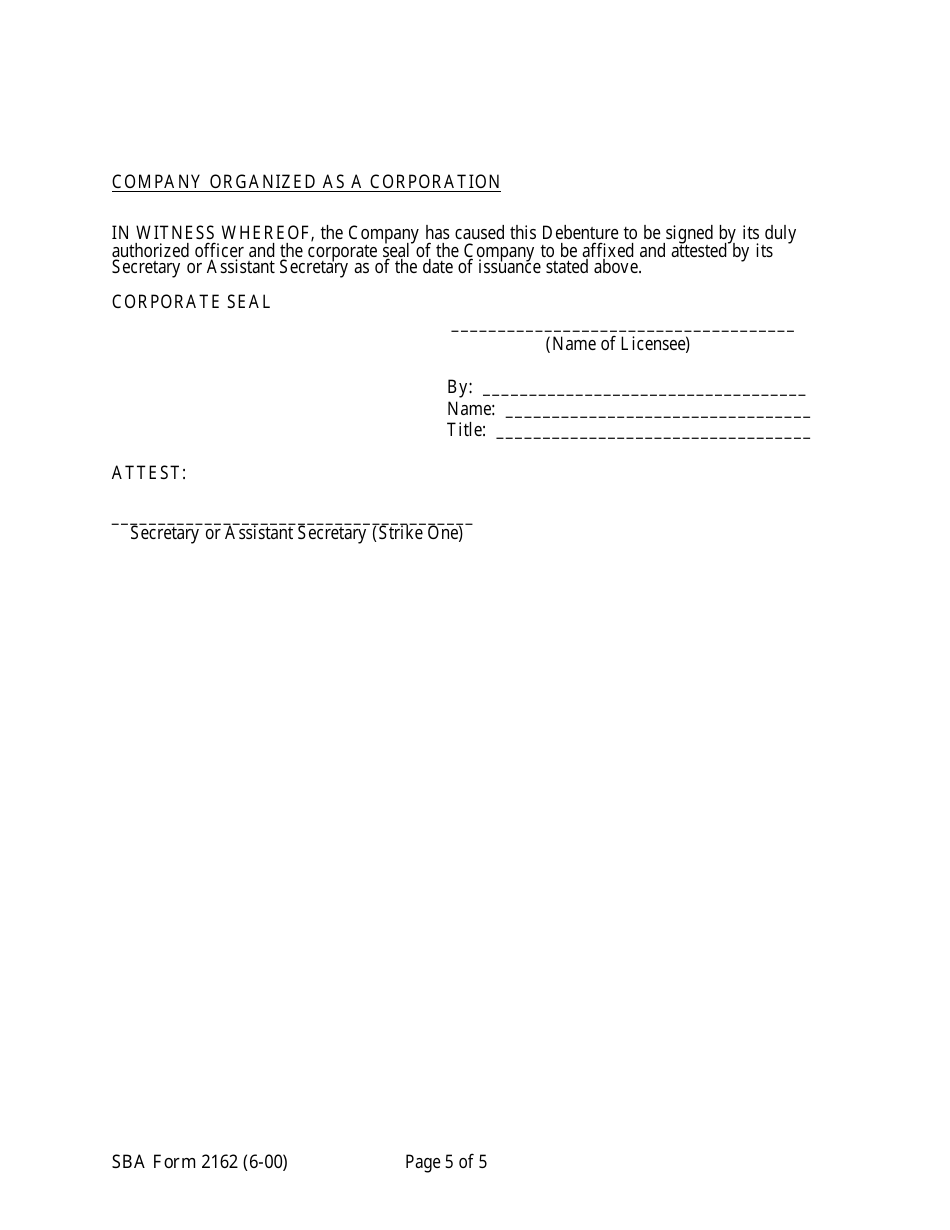 SBA Form 2162 Lmi Debenture (Ten-Year Debenture), Page 6