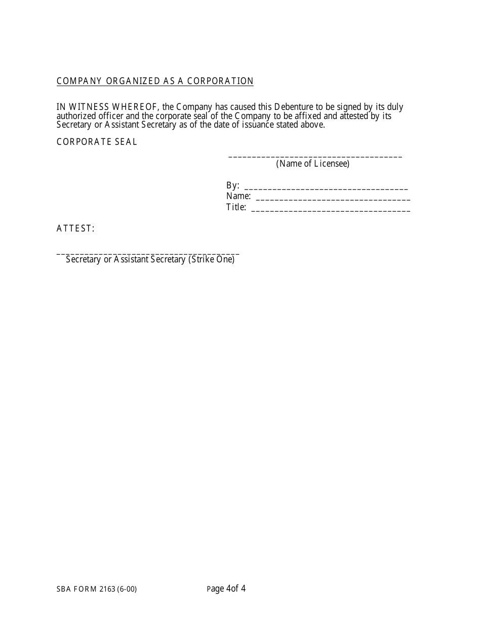 SBA Form 2163 Lmi Debenture (Five-Year Debenture), Page 5