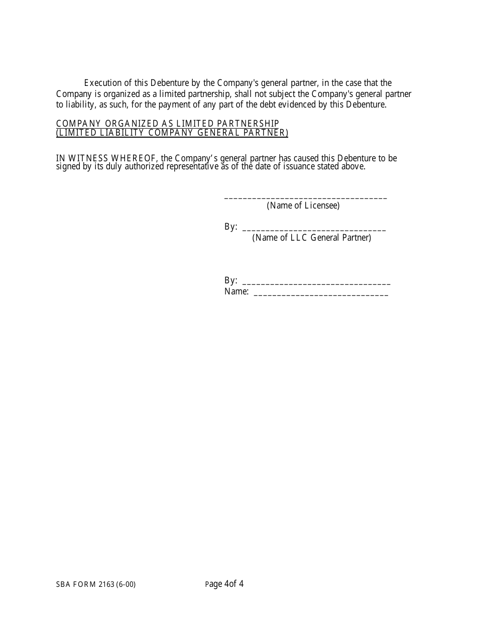 SBA Form 2163 Lmi Debenture (Five-Year Debenture), Page 9