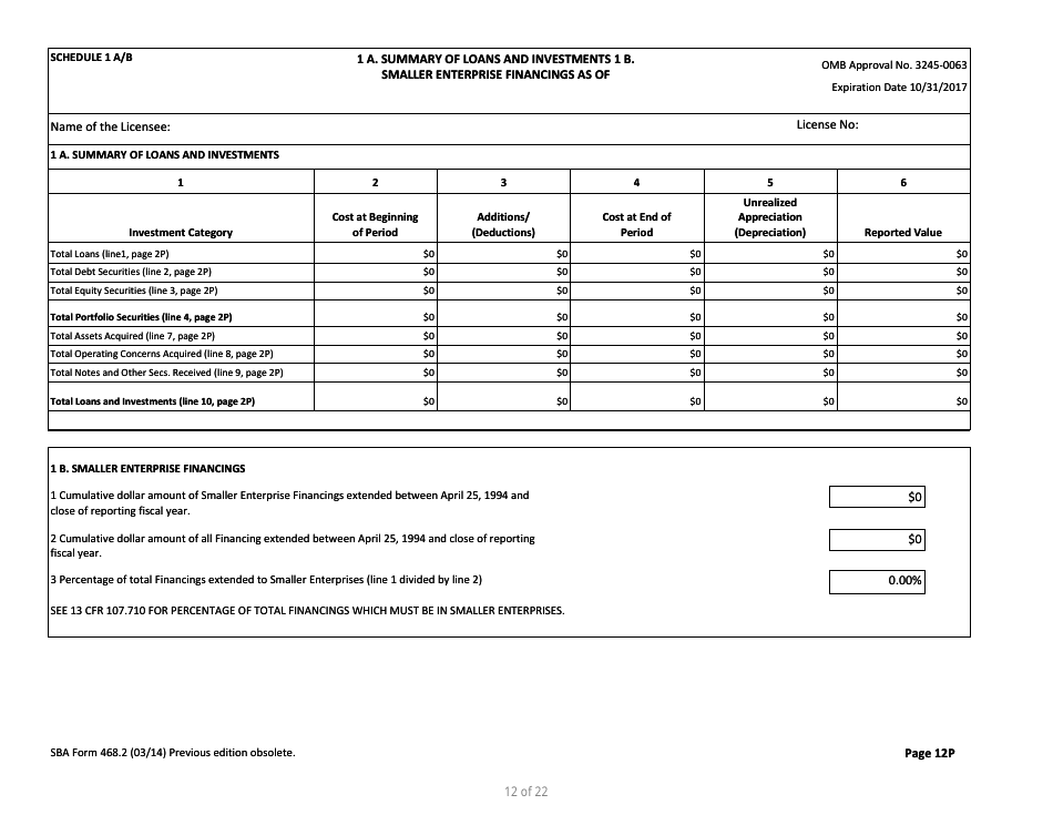 SBA Form 468.2 Partnership Annual Financial Report, Page 12