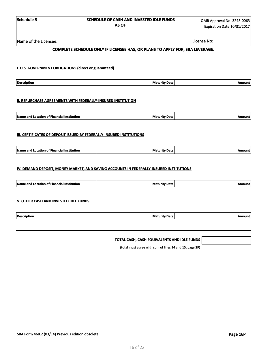 SBA Form 468.2 Partnership Annual Financial Report, Page 16