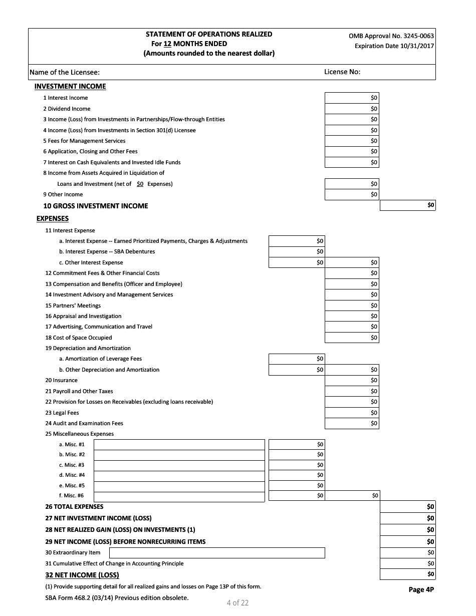 SBA Form 468.2 Partnership Annual Financial Report, Page 4