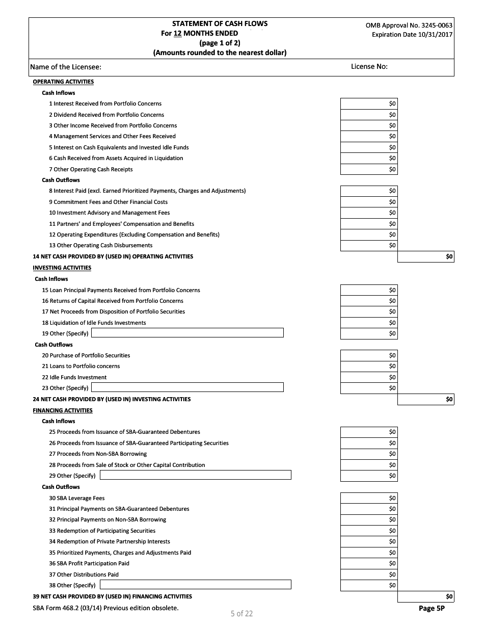 SBA Form 468.2 Partnership Annual Financial Report, Page 5