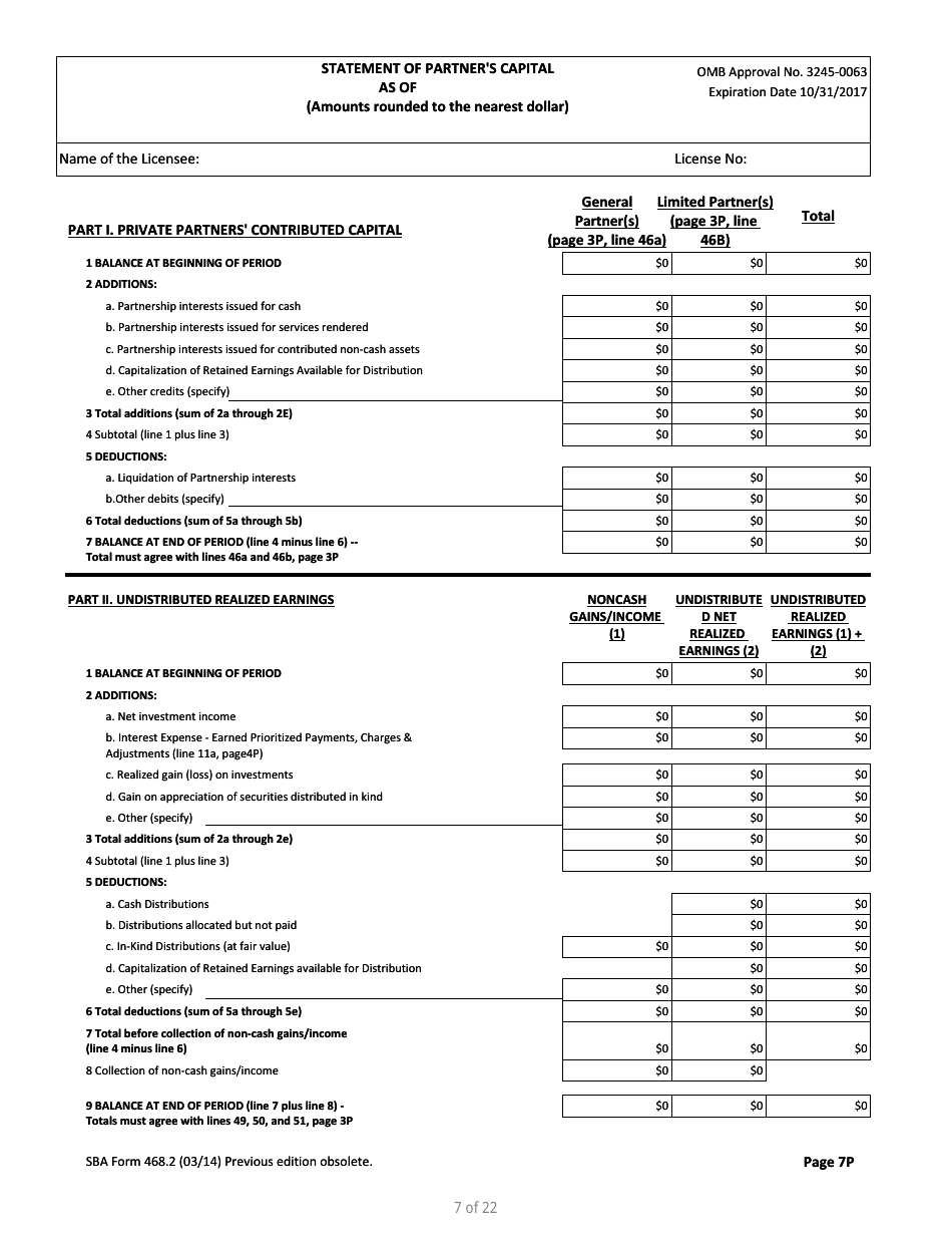 SBA Form 468.2 Partnership Annual Financial Report, Page 7
