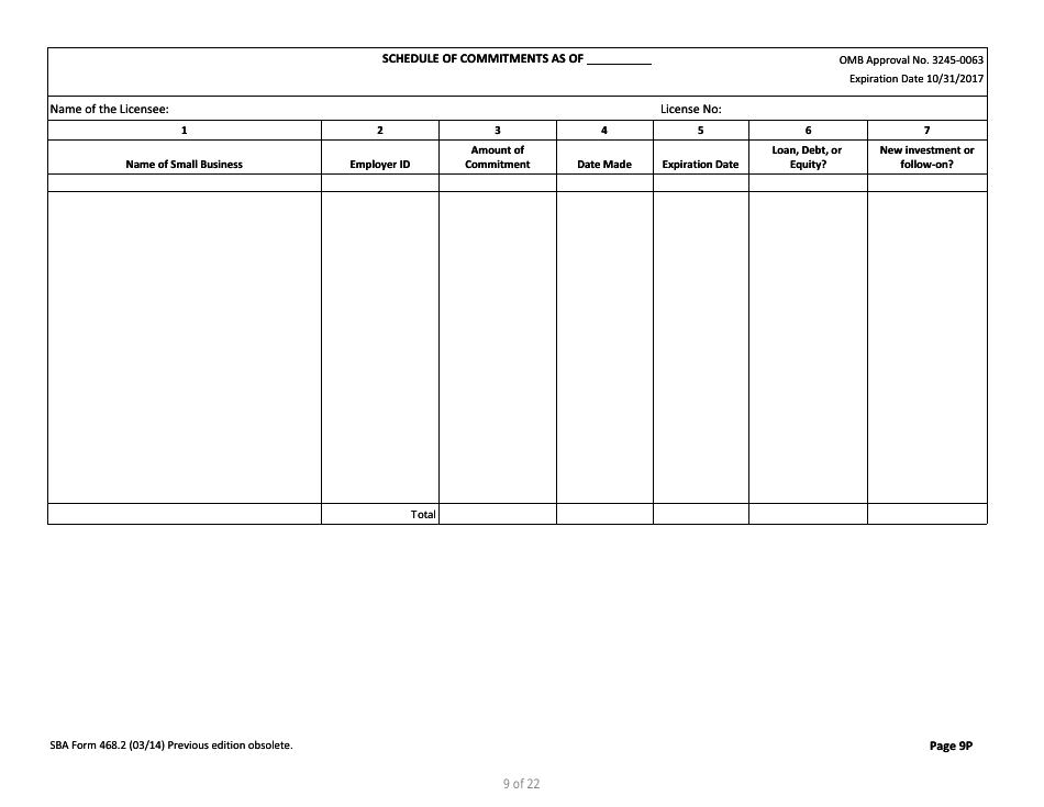 SBA Form 468.2 Partnership Annual Financial Report, Page 9