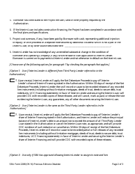 SBA Form 2288 Interim Lender Certification, Page 2