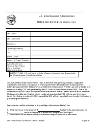 SBA Form 2288 Interim Lender Certification