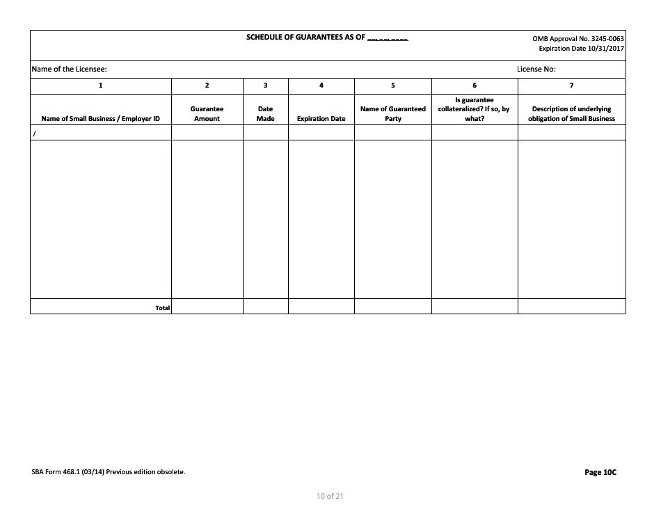SBA Form 468.1 Corporate Annual Financial Report, Page 10
