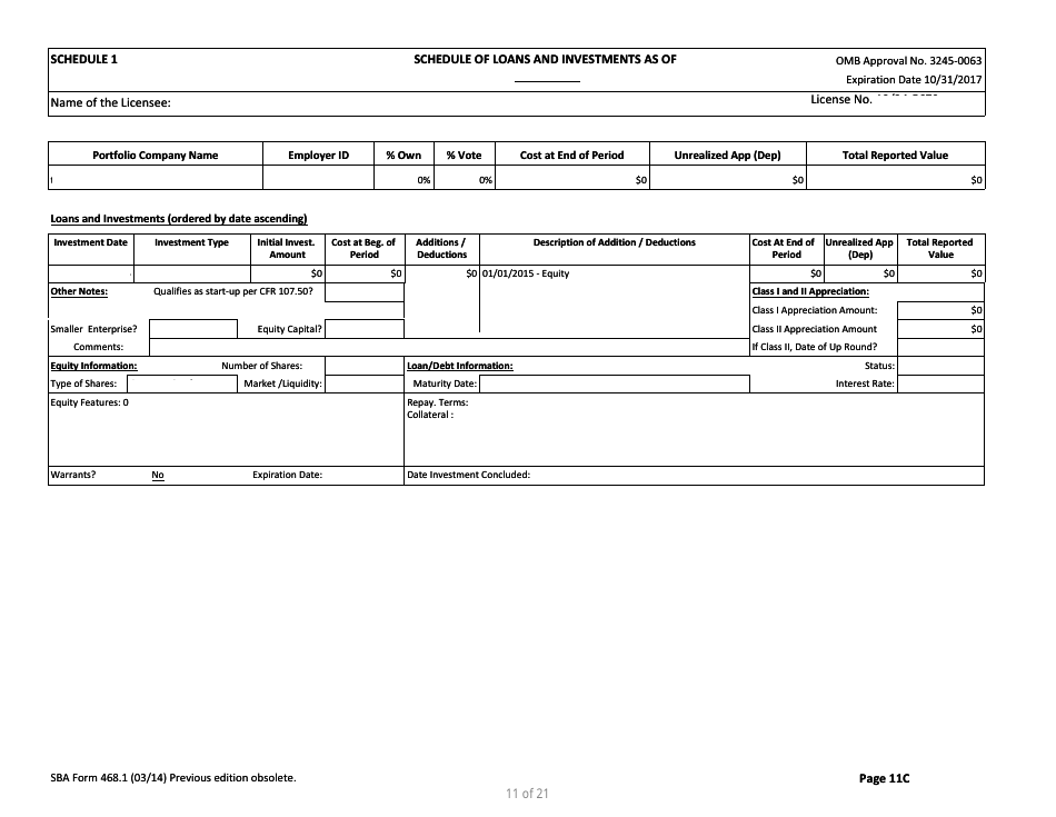 SBA Form 468.1 Corporate Annual Financial Report, Page 11